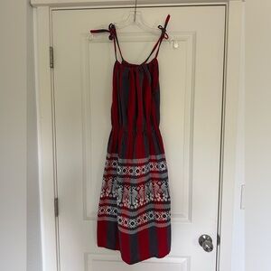 Vintage Embroidered Dress with Adjustable Tied Straps